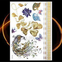 Load image into Gallery viewer, 1PC Gold Chain Bracelet Tattoo Sticker Summer Style Fake Jewelry Temporary Tattoo Waterproof Gold Sliver Glitter Body Face Tattoo For Womens