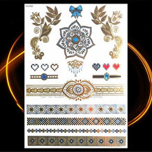 Load image into Gallery viewer, 1PC Gold Chain Bracelet Tattoo Sticker Summer Style Fake Jewelry Temporary Tattoo Waterproof Gold Sliver Glitter Body Face Tattoo For Womens