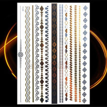 Load image into Gallery viewer, 1PC Gold Chain Bracelet Tattoo Sticker Summer Style Fake Jewelry Temporary Tattoo Waterproof Gold Sliver Glitter Body Face Tattoo For Womens