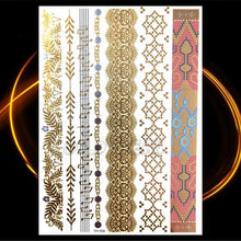 Load image into Gallery viewer, 1PC Gold Chain Bracelet Tattoo Sticker Summer Style Fake Jewelry Temporary Tattoo Waterproof Gold Sliver Glitter Body Face Tattoo For Womens