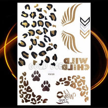 Load image into Gallery viewer, 1PC Gold Chain Bracelet Tattoo Sticker Summer Style Fake Jewelry Temporary Tattoo Waterproof Gold Sliver Glitter Body Face Tattoo For Womens