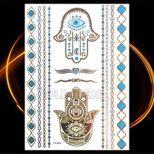 Load image into Gallery viewer, 1PC Gold Chain Bracelet Tattoo Sticker Summer Style Fake Jewelry Temporary Tattoo Waterproof Gold Sliver Glitter Body Face Tattoo For Womens