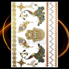 Load image into Gallery viewer, 1PC Gold Chain Bracelet Tattoo Sticker Summer Style Fake Jewelry Temporary Tattoo Waterproof Gold Sliver Glitter Body Face Tattoo For Womens