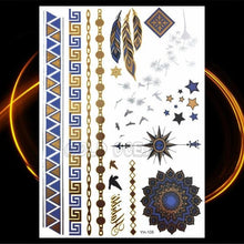 Load image into Gallery viewer, 1PC Gold Chain Bracelet Tattoo Sticker Summer Style Fake Jewelry Temporary Tattoo Waterproof Gold Sliver Glitter Body Face Tattoo For Womens