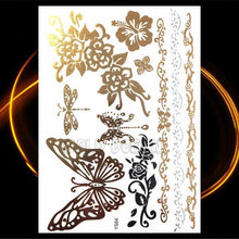 Load image into Gallery viewer, 1PC Gold Chain Bracelet Tattoo Sticker Summer Style Fake Jewelry Temporary Tattoo Waterproof Gold Sliver Glitter Body Face Tattoo For Womens