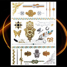 Load image into Gallery viewer, 1PC Gold Chain Bracelet Tattoo Sticker Summer Style Fake Jewelry Temporary Tattoo Waterproof Gold Sliver Glitter Body Face Tattoo For Womens