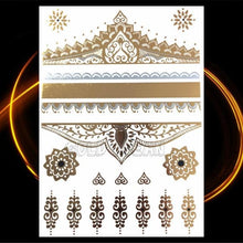 Load image into Gallery viewer, 1PC Gold Chain Bracelet Tattoo Sticker Summer Style Fake Jewelry Temporary Tattoo Waterproof Gold Sliver Glitter Body Face Tattoo For Womens