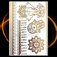 Load image into Gallery viewer, 1PC Gold Chain Bracelet Tattoo Sticker Summer Style Fake Jewelry Temporary Tattoo Waterproof Gold Sliver Glitter Body Face Tattoo For Womens