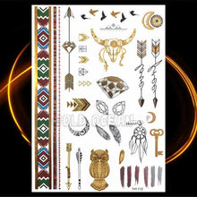 Load image into Gallery viewer, 1PC Gold Chain Bracelet Tattoo Sticker Summer Style Fake Jewelry Temporary Tattoo Waterproof Gold Sliver Glitter Body Face Tattoo For Womens