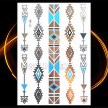 Load image into Gallery viewer, 1PC Gold Chain Bracelet Tattoo Sticker Summer Style Fake Jewelry Temporary Tattoo Waterproof Gold Sliver Glitter Body Face Tattoo For Womens