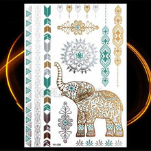 Load image into Gallery viewer, 1PC Gold Chain Bracelet Tattoo Sticker Summer Style Fake Jewelry Temporary Tattoo Waterproof Gold Sliver Glitter Body Face Tattoo For Womens