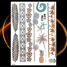 Load image into Gallery viewer, 1PC Gold Chain Bracelet Tattoo Sticker Summer Style Fake Jewelry Temporary Tattoo Waterproof Gold Sliver Glitter Body Face Tattoo For Womens