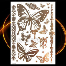 Load image into Gallery viewer, 1PC Gold Chain Bracelet Tattoo Sticker Summer Style Fake Jewelry Temporary Tattoo Waterproof Gold Sliver Glitter Body Face Tattoo For Womens