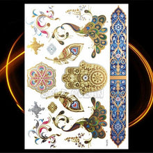Load image into Gallery viewer, 1PC Gold Chain Bracelet Tattoo Sticker Summer Style Fake Jewelry Temporary Tattoo Waterproof Gold Sliver Glitter Body Face Tattoo For Womens