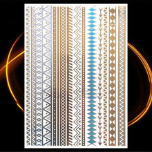 Load image into Gallery viewer, 1PC Gold Chain Bracelet Tattoo Sticker Summer Style Fake Jewelry Temporary Tattoo Waterproof Gold Sliver Glitter Body Face Tattoo For Womens