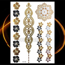 Load image into Gallery viewer, 1PC Gold Chain Bracelet Tattoo Sticker Summer Style Fake Jewelry Temporary Tattoo Waterproof Gold Sliver Glitter Body Face Tattoo For Womens