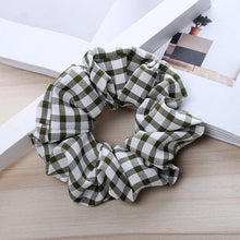 Load image into Gallery viewer, 1PC Vintage Scrunchie Stretch Headband Dot Plaid Scrunchies Women Elastic Hair Bands Girls Hair Ties Striped Ponytail Holder Accessories for Women