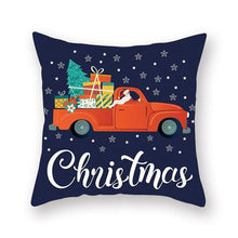 Load image into Gallery viewer, 1Pcs Blue Christmas Tree Deer Santa Claus Pattern Polyester Cushion Cover Merry Christmas Throw Cushion Covers Tree Reindeer Star Pillow Case For Party Home Decoration Decorative Sofa Home Decor Pillowcover 45x45cm