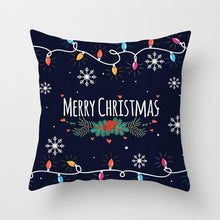 Load image into Gallery viewer, 1Pcs Blue Christmas Tree Deer Santa Claus Pattern Polyester Cushion Cover Merry Christmas Throw Cushion Covers Tree Reindeer Star Pillow Case For Party Home Decoration Decorative Sofa Home Decor Pillowcover 45x45cm