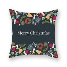 Load image into Gallery viewer, 1Pcs Blue Christmas Tree Deer Santa Claus Pattern Polyester Cushion Cover Merry Christmas Throw Cushion Covers Tree Reindeer Star Pillow Case For Party Home Decoration Decorative Sofa Home Decor Pillowcover 45x45cm