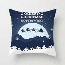 Load image into Gallery viewer, 1Pcs Blue Christmas Tree Deer Santa Claus Pattern Polyester Cushion Cover Merry Christmas Throw Cushion Covers Tree Reindeer Star Pillow Case For Party Home Decoration Decorative Sofa Home Decor Pillowcover 45x45cm
