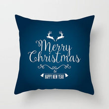 Load image into Gallery viewer, 1Pcs Blue Christmas Tree Deer Santa Claus Pattern Polyester Cushion Cover Merry Christmas Throw Cushion Covers Tree Reindeer Star Pillow Case For Party Home Decoration Decorative Sofa Home Decor Pillowcover 45x45cm