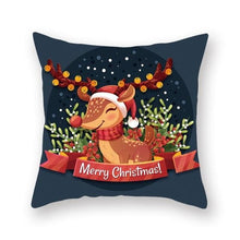 Load image into Gallery viewer, 1Pcs Blue Christmas Tree Deer Santa Claus Pattern Polyester Cushion Cover Merry Christmas Throw Cushion Covers Tree Reindeer Star Pillow Case For Party Home Decoration Decorative Sofa Home Decor Pillowcover 45x45cm