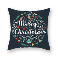 Load image into Gallery viewer, 1Pcs Blue Christmas Tree Deer Santa Claus Pattern Polyester Cushion Cover Merry Christmas Throw Cushion Covers Tree Reindeer Star Pillow Case For Party Home Decoration Decorative Sofa Home Decor Pillowcover 45x45cm
