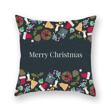 Load image into Gallery viewer, 1Pcs Blue Christmas Tree Deer Santa Claus Pattern Polyester Cushion Cover Merry Christmas Throw Cushion Covers Tree Reindeer Star Pillow Case For Party Home Decoration Decorative Sofa Home Decor Pillowcover 45x45cm