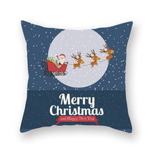 Load image into Gallery viewer, 1Pcs Blue Christmas Tree Deer Santa Claus Pattern Polyester Cushion Cover Merry Christmas Throw Cushion Covers Tree Reindeer Star Pillow Case For Party Home Decoration Decorative Sofa Home Decor Pillowcover 45x45cm