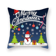 Load image into Gallery viewer, 1Pcs Blue Christmas Tree Deer Santa Claus Pattern Polyester Cushion Cover Merry Christmas Throw Cushion Covers Tree Reindeer Star Pillow Case For Party Home Decoration Decorative Sofa Home Decor Pillowcover 45x45cm