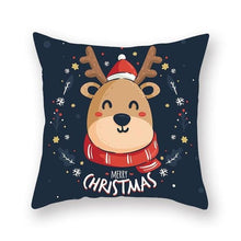 Load image into Gallery viewer, 1Pcs Blue Christmas Tree Deer Santa Claus Pattern Polyester Cushion Cover Merry Christmas Throw Cushion Covers Tree Reindeer Star Pillow Case For Party Home Decoration Decorative Sofa Home Decor Pillowcover 45x45cm