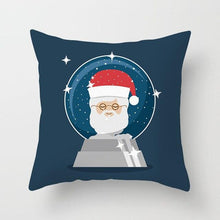 Load image into Gallery viewer, 1Pcs Blue Christmas Tree Deer Santa Claus Pattern Polyester Cushion Cover Merry Christmas Throw Cushion Covers Tree Reindeer Star Pillow Case For Party Home Decoration Decorative Sofa Home Decor Pillowcover 45x45cm