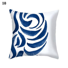 Load image into Gallery viewer, 1Pcs Blue Pattern Cushion Cover Polyester Pillowcase Decorative Navy Blue White Pillow Covers Pillow Case Blue Home Bedroom Sofa Decor Pillow Cover
