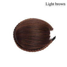 Load image into Gallery viewer, 1pcs Braided Hairband Synthetic Bangs Heat Resistant Bangs Hair Extensions for Women Girls Blunt Bangs Fake Fringe Hairpieces Natural Flat Neat Bangs With Temples For Women One Piece Hairpiece