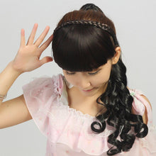 Load image into Gallery viewer, 1pcs Braided Hairband Synthetic Bangs Heat Resistant Bangs Hair Extensions for Women Girls Blunt Bangs Fake Fringe Hairpieces Natural Flat Neat Bangs With Temples For Women One Piece Hairpiece