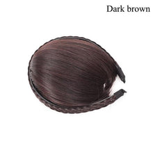 Load image into Gallery viewer, 1pcs Braided Hairband Synthetic Bangs Heat Resistant Bangs Hair Extensions for Women Girls Blunt Bangs Fake Fringe Hairpieces Natural Flat Neat Bangs With Temples For Women One Piece Hairpiece