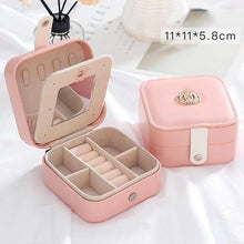 Load image into Gallery viewer, 1pcs Double Layer Storage Box For Men And Women Large Capacity Leather Jewelry Box Hardware Latch Travel Portable Flip Lid Palm Jewelry Box Jewelry Box for Women Girls Necklace Ring Storage Organizer 2 Layers Large PU-Leathers Jewelry Case