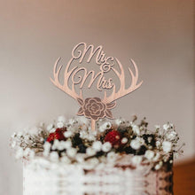 Load image into Gallery viewer, 1Pcs Hollow Letter Love Just Married Mr & Mrs Cake Topper Mr and Mrs Cake Toppers Wooden Wedding Cake Topper Party Cake Decoration Mr And Mrs Cake Topper Bride and Groom Wooden Wedding Cake Topper For Wedding Party Supplies