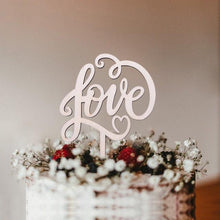 Load image into Gallery viewer, 1Pcs Hollow Letter Love Just Married Mr & Mrs Cake Topper Mr and Mrs Cake Toppers Wooden Wedding Cake Topper Party Cake Decoration Mr And Mrs Cake Topper Bride and Groom Wooden Wedding Cake Topper For Wedding Party Supplies