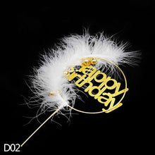 Load image into Gallery viewer, 1Pcs Metal Happy Birthday Cake Topper Artificial flowers Cake Toppers Happy Birthday Cake Topper Metal And Acrylic Cake Decoration With Pink Artificial Flower Cluster For DIY Baby Shower Birthday Party Decoration Baking Decor