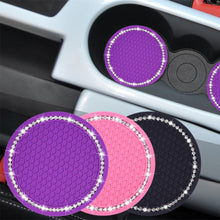 Load image into Gallery viewer, 1PCS Universal 7cm Car Style Coasters Pad Pink Cup Holder Mat Rhinestone Waterproof Anti Slip Vehicle Bling Car Coasters Pink PVC Travel Auto Cup Holder Insert Coaster Anti Slip Crystal Vehicle Interior Accessories Cup Mats For Women Girl