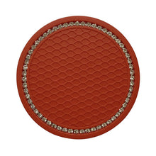 Load image into Gallery viewer, 1PCS Universal 7cm Car Style Coasters Pad Pink Cup Holder Mat Rhinestone Waterproof Anti Slip Vehicle Bling Car Coasters Pink PVC Travel Auto Cup Holder Insert Coaster Anti Slip Crystal Vehicle Interior Accessories Cup Mats For Women Girl