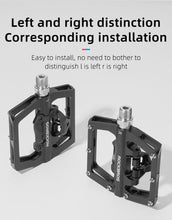 Load image into Gallery viewer, 2 In 1 Bicycle Lock Pedal With Free Cleat For Road Bikes Aluminum Anti-Slip Sealed Bearing Lock Accessories Mountain Bike Pedals Bicycle Flat Platform Compatible With Mountain Bike Dual Function Sealed Clipless Aluminum 9/16" Pedals With Cleats