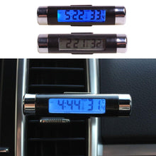 Load image into Gallery viewer, 2 In 1 Car Vehicle LCD Digital Display Automotive Thermometer Clock Portable Car Auto Dashboard Digital Clocks with Black Light And LCD Screen Adjustable Vehicle Temperature Gauge Support Clock