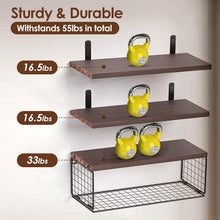 Load image into Gallery viewer, 2-in-1 Floating Shelves Wall Mounted with Storage Basket