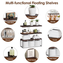 Load image into Gallery viewer, 2-in-1 Floating Shelves Wall Mounted with Storage Basket