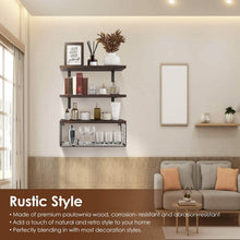 Load image into Gallery viewer, 2-in-1 Floating Shelves Wall Mounted with Storage Basket