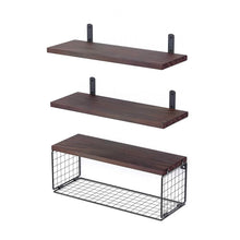 Load image into Gallery viewer, 2-in-1 Floating Shelves Wall Mounted with Storage Basket