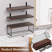 Load image into Gallery viewer, 2-in-1 Floating Shelves Wall Mounted with Storage Basket